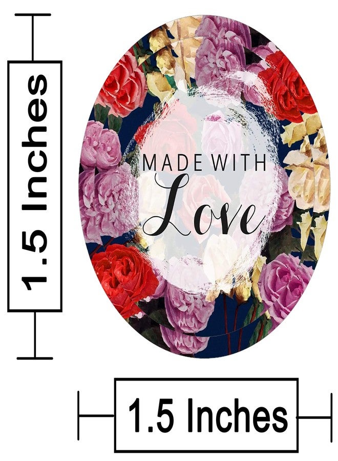 D2C Gift Wrap Round Floral Printed Made with Love Sticker For Gift Wrapping, hand made products, Small Business & corporate Gifts (30) - Image 2